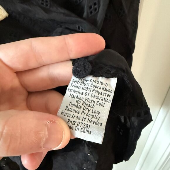 NEW Johnny Was Hunter Tie Front Blouse Size Small Color Black - Picture 4 of 5